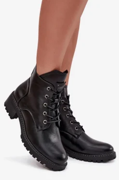 Best Buty damskie Vinceza Ocieplane Botki Damskie Na Klocku Vinceza 58609 Czarne Czarny