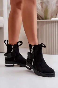 Online Boto Ocieplane Botki Damskie Z Suwakiem Czarne Calvaro