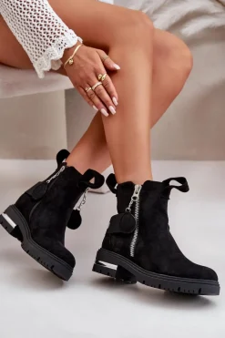 Online Boto Ocieplane Botki Damskie Z Suwakiem Czarne Calvaro