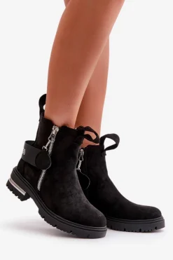 Online Boto Ocieplane Botki Damskie Z Suwakiem Czarne Calvaro