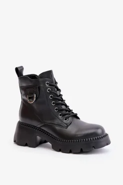 Hot Buty damskie Vinceza Ocieplane Botki Damskie Ze Skóry Naturalnej Vinceza 41460 Czarne