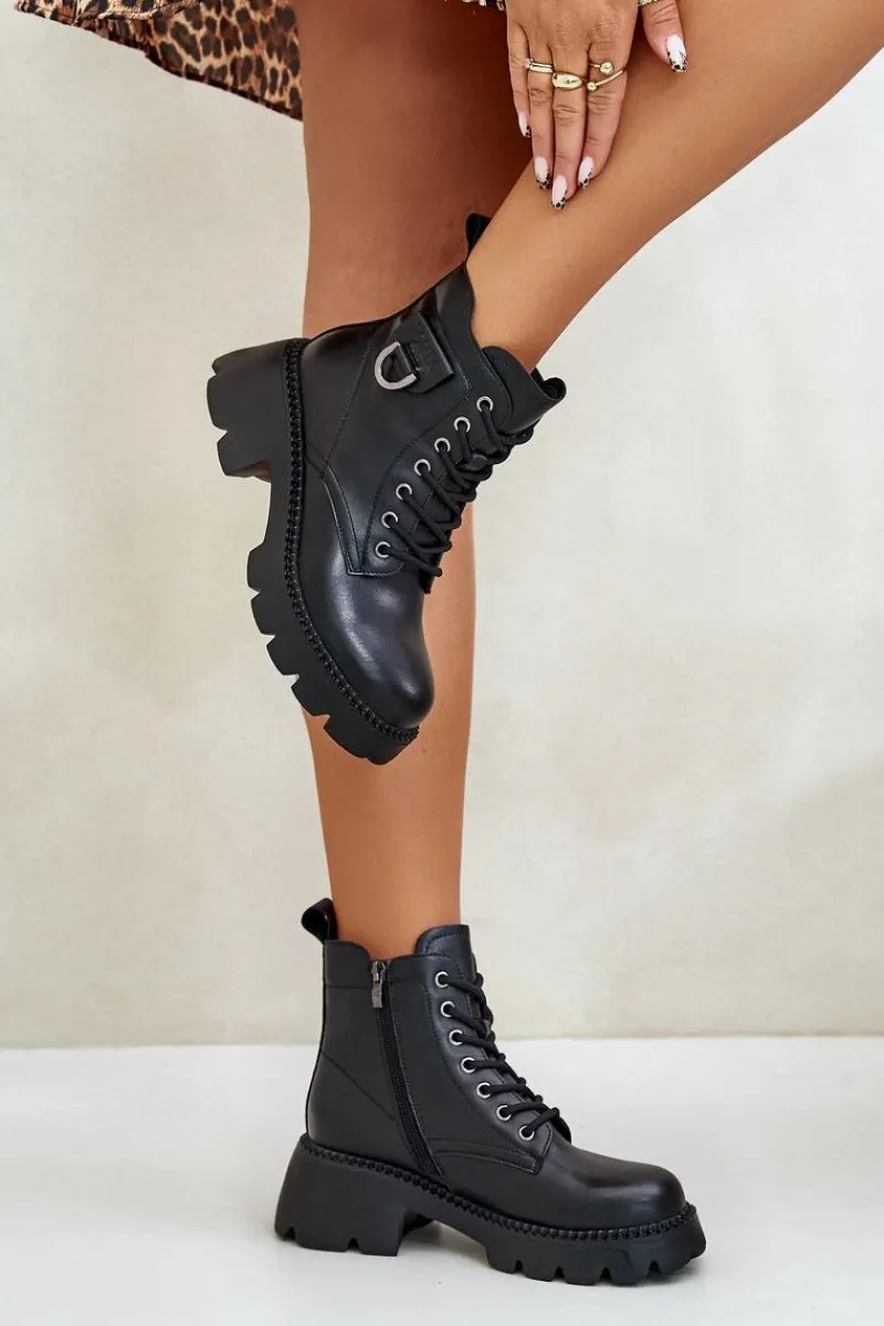 Hot Buty damskie Vinceza Ocieplane Botki Damskie Ze Skóry Naturalnej Vinceza 41460 Czarne