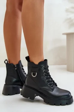 Hot Buty damskie Vinceza Ocieplane Botki Damskie Ze Skóry Naturalnej Vinceza 41460 Czarne