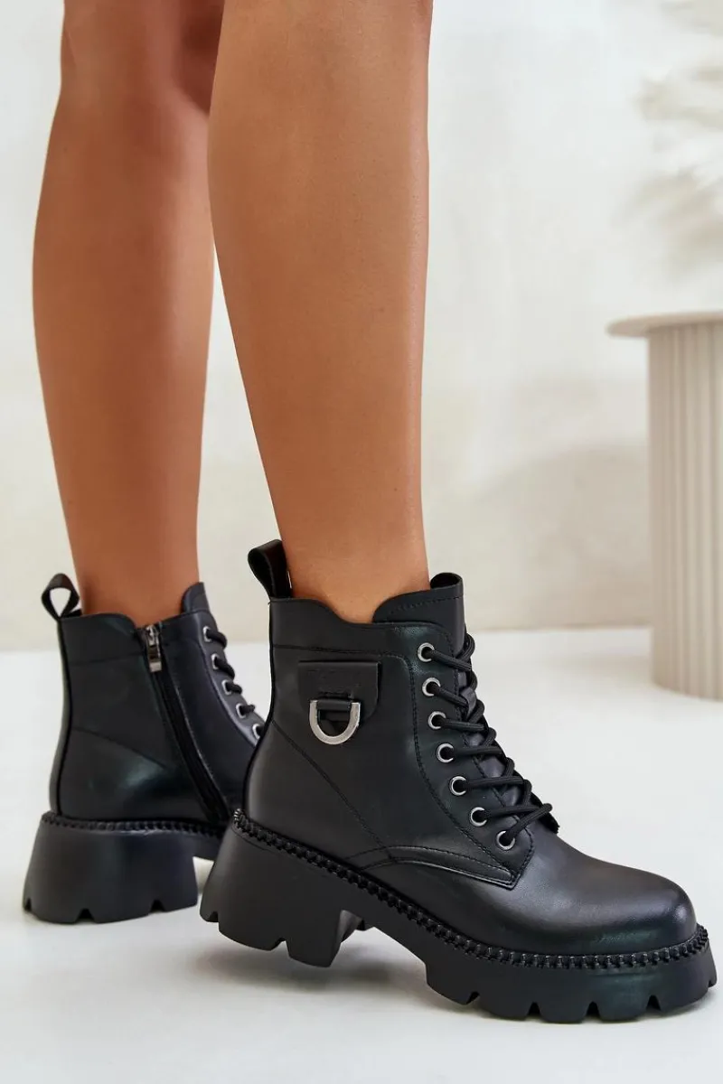 Hot Buty damskie Vinceza Ocieplane Botki Damskie Ze Skóry Naturalnej Vinceza 41460 Czarne