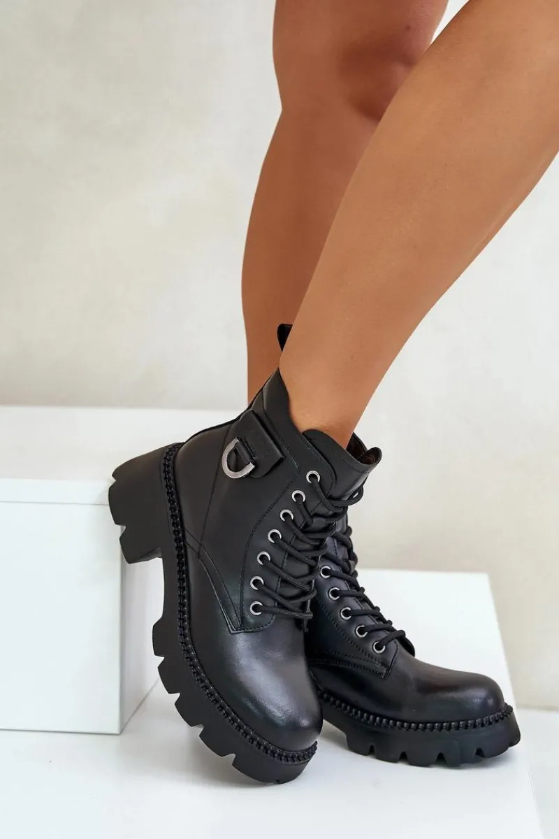 Hot Buty damskie Vinceza Ocieplane Botki Damskie Ze Skóry Naturalnej Vinceza 41460 Czarne