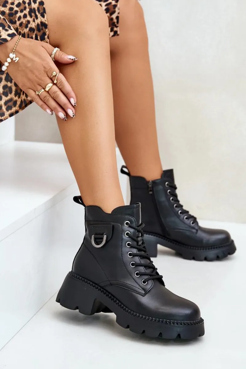 Hot Buty damskie Vinceza Ocieplane Botki Damskie Ze Skóry Naturalnej Vinceza 41460 Czarne