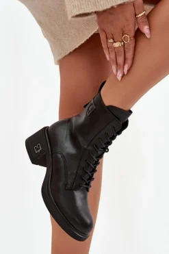 Botki Ocieplane|Botki Sznurowane></noscript>Buty damskie Vinceza Ocieplane Botki Damskie Z Naturalnej Skóry Na Klocku Vinceza 66819 Czarne