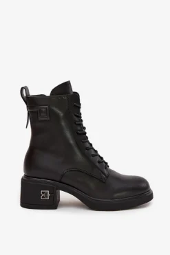 Botki Ocieplane|Botki Sznurowane></noscript>Buty damskie Vinceza Ocieplane Botki Damskie Z Naturalnej Skóry Na Klocku Vinceza 66819 Czarne