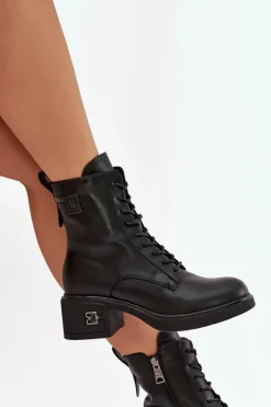 Botki Ocieplane|Botki Sznurowane></noscript>Buty damskie Vinceza Ocieplane Botki Damskie Z Naturalnej Skóry Na Klocku Vinceza 66819 Czarne