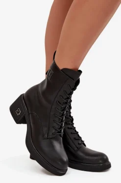 Botki Ocieplane|Botki Sznurowane></noscript>Buty damskie Vinceza Ocieplane Botki Damskie Z Naturalnej Skóry Na Klocku Vinceza 66819 Czarne