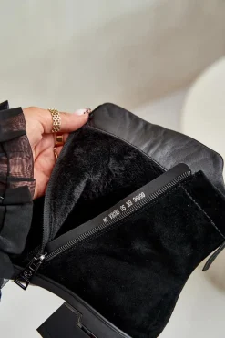 Sale Buty damskie Vinceza Ocieplane Botki Damskie Z Naturalnego Zamszu Na Zamek Czarne Vinceza 66696