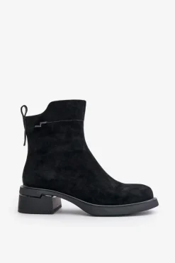 Sale Buty damskie Vinceza Ocieplane Botki Damskie Z Naturalnego Zamszu Na Zamek Czarne Vinceza 66696