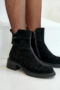 Sale Buty damskie Vinceza Ocieplane Botki Damskie Z Naturalnego Zamszu Na Zamek Czarne Vinceza 66696