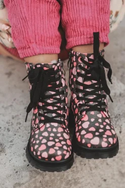 Hot Boto Ocieplane Botki Dziecięce Na Suwak Czarno-Różowe Dolida