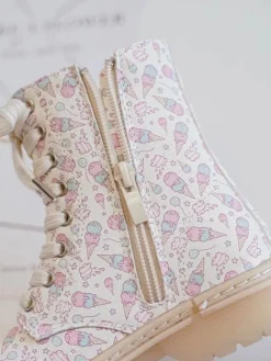 Ocieplane Botki Dziecięce Na Suwak Beżowe Dolida Dzieci Dziewczęce