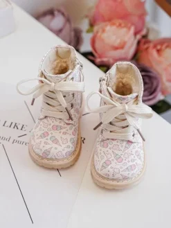 Ocieplane Botki Dziecięce Na Suwak Beżowe Dolida Dzieci Dziewczęce