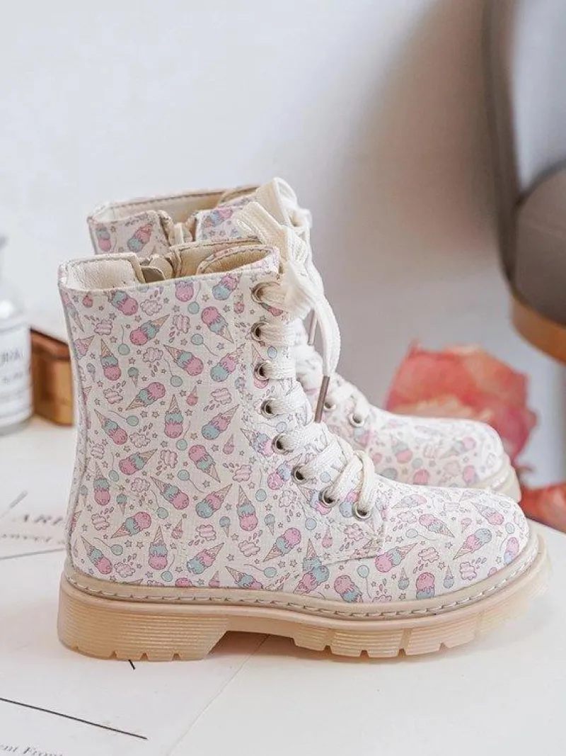 Ocieplane Botki Dziecięce Na Suwak Beżowe Dolida Dzieci Dziewczęce