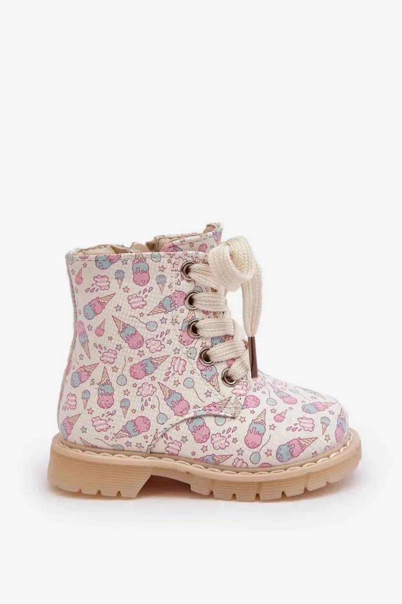 Ocieplane Botki Dziecięce Na Suwak Beżowe Dolida Dzieci Dziewczęce