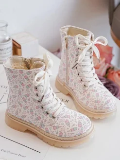 Ocieplane Botki Dziecięce Na Suwak Beżowe Dolida Dzieci Dziewczęce