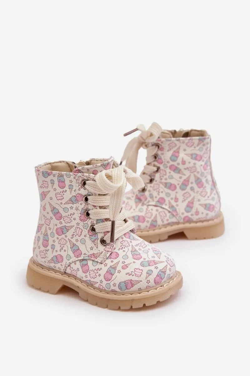 Ocieplane Botki Dziecięce Na Suwak Beżowe Dolida Dzieci Dziewczęce