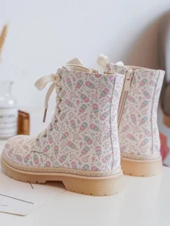 Ocieplane Botki Dziecięce Na Suwak Beżowe Dolida Dzieci Dziewczęce