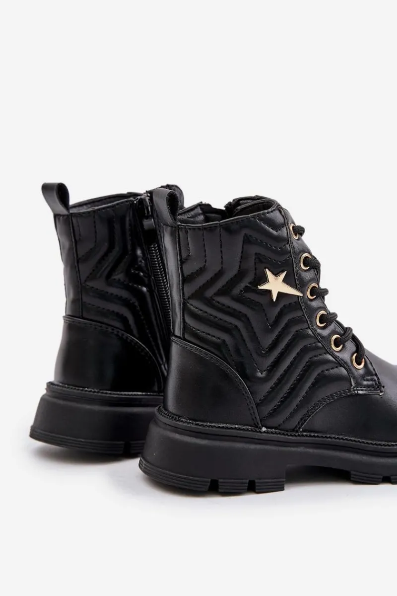 Dziewczęce>Evento Ocieplane Botki Dziecięce Na Zamek Z Eko Skóry Czarne Liotira