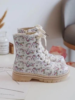 Online Boto Ocieplane Botki Dziecięce Na Suwak Beżowe Dolida - Kucyki Beżowy