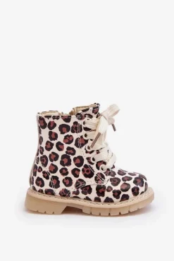 Dziewczęce>Boto Ocieplane Botki Dziecięce Na Suwak Beżowo-Brązowe Dolida Beżowy