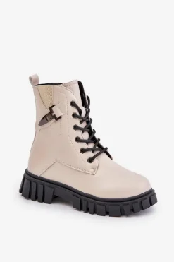 Evento Ocieplane Botki Dziewczęce Na Zamek Z Ozdobą Beżowe Zinnirella