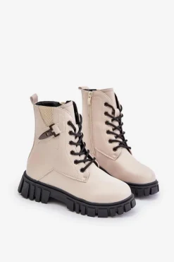 Evento Ocieplane Botki Dziewczęce Na Zamek Z Ozdobą Beżowe Zinnirella