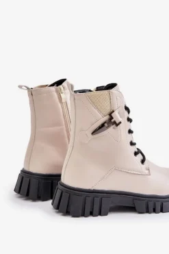 Evento Ocieplane Botki Dziewczęce Na Zamek Z Ozdobą Beżowe Zinnirella