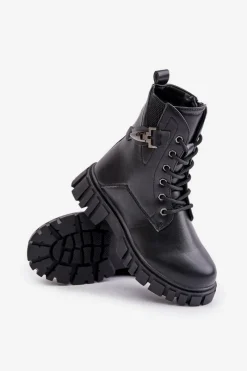 Online Ocieplane Botki Dziewczęce Na Zamek Z Ozdobą Czarne Zinnirella Dzieci Dziewczęce