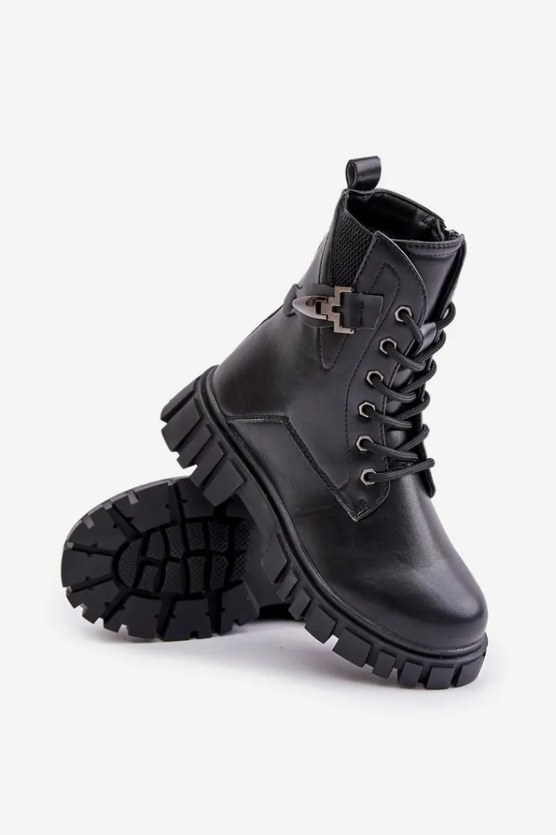 Online Ocieplane Botki Dziewczęce Na Zamek Z Ozdobą Czarne Zinnirella Dzieci Dziewczęce