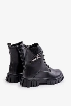 Online Ocieplane Botki Dziewczęce Na Zamek Z Ozdobą Czarne Zinnirella Dzieci Dziewczęce