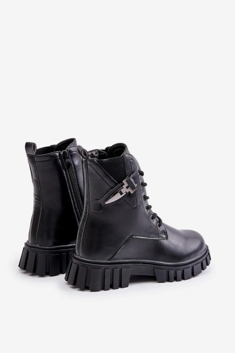 Online Ocieplane Botki Dziewczęce Na Zamek Z Ozdobą Czarne Zinnirella Dzieci Dziewczęce