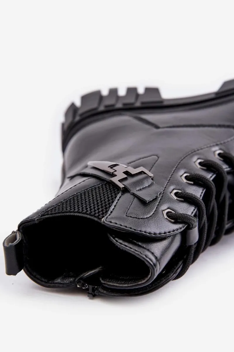 Online Ocieplane Botki Dziewczęce Na Zamek Z Ozdobą Czarne Zinnirella Dzieci Dziewczęce