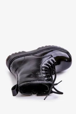 Clearance Ocieplane Botki Dziewczęce Lakierowane Na Zamek Czarne Novita Dzieci Dziewczęce