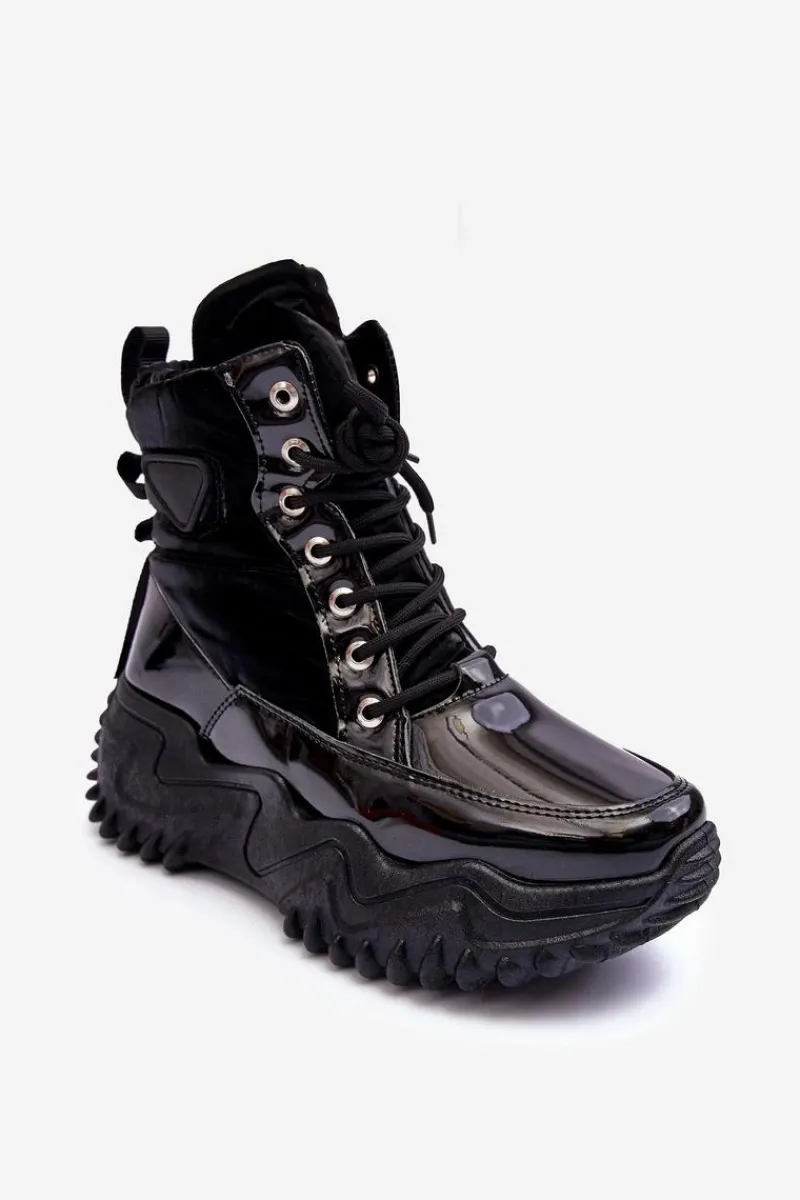 Online Boto Ocieplane Botki Na Masywnej Platformie Czarne Lanleh