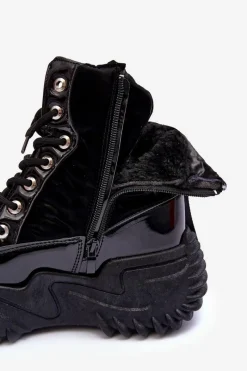 Online Boto Ocieplane Botki Na Masywnej Platformie Czarne Lanleh