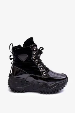 Online Boto Ocieplane Botki Na Masywnej Platformie Czarne Lanleh