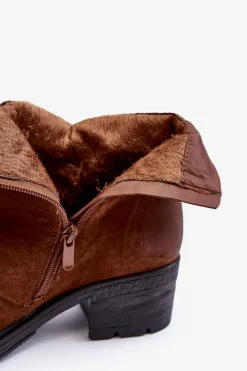 Online Boto Ocieplane Botki Na Obcasie Camel Effie Brązowy
