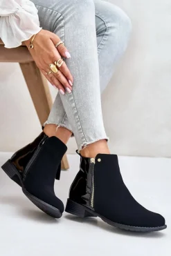 Online Boto Ocieplane Botki Na Płaskim Obcasie Z Niską Cholewką Czarne Zinariella