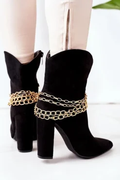 Hot Boto Ocieplane Botki Na Słupku Czarne Good Impression