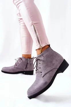 Sale Boto Ocieplane Botki Na Suwak Szare Malitea