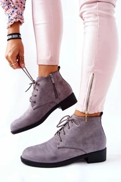 Sale Boto Ocieplane Botki Na Suwak Szare Malitea