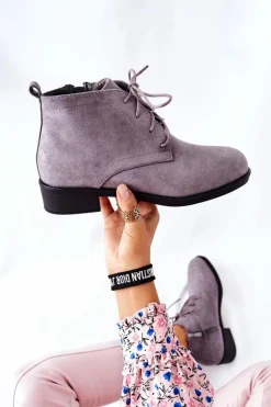 Sale Boto Ocieplane Botki Na Suwak Szare Malitea