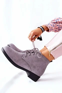 Sale Boto Ocieplane Botki Na Suwak Szare Malitea