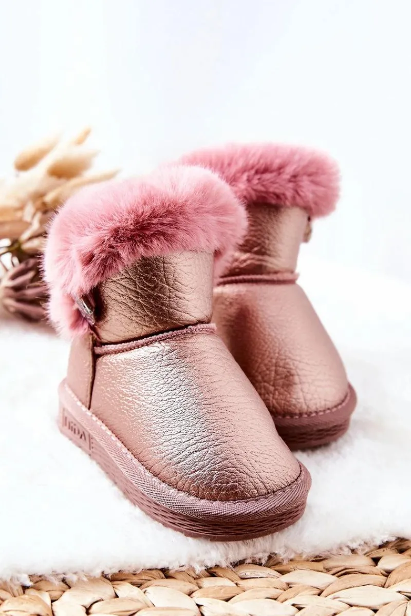 Dziewczęce>Boto Ocieplane Botki Śniegowce Z Futerkiem Różowe Bessie Różowy