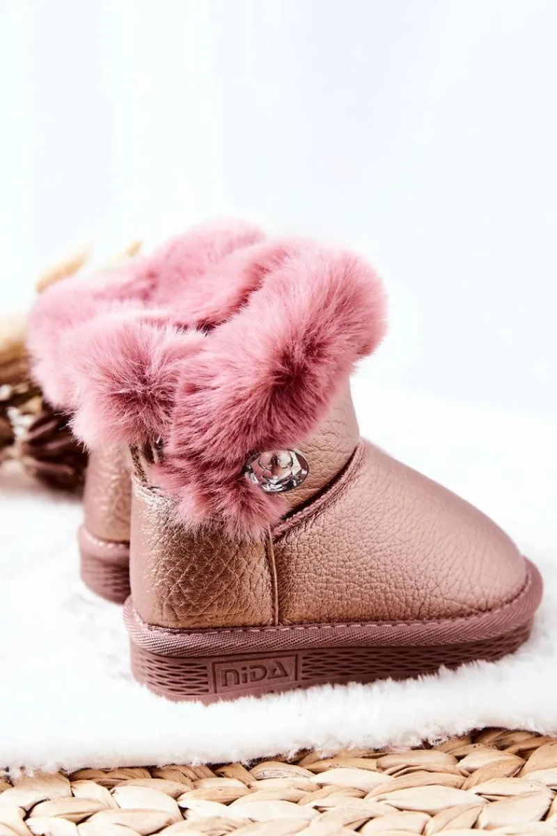Dziewczęce>Boto Ocieplane Botki Śniegowce Z Futerkiem Różowe Bessie Różowy