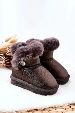 Dziewczęce>Boto Ocieplane Botki Śniegowce Z Futerkiem Szare Bessie